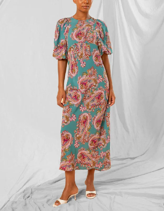 Midi Dresses for Sunset Vibes -Alessa Dress -Ocean Paisley