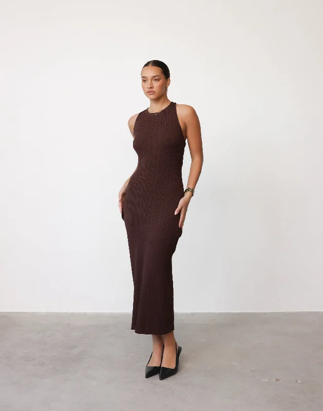 Cowl-Neck Midi Dresses -Charm Midi Dress (Cocoa)