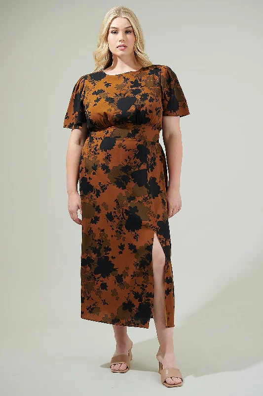 Animal Print Midi Dresses -Sandy Floral Bloom Midi Dress Curve