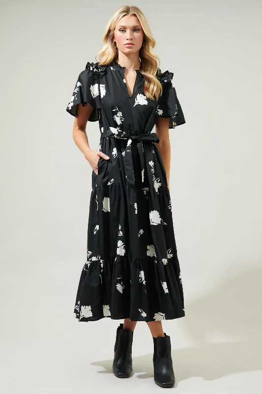 Midi Dresses for Beach Fun -Fleur Noir Escondido Tiered Shift Midi Dress