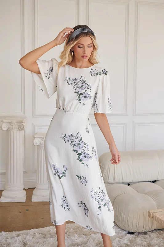 Green Midi Dresses on Sale -Porto Floral Smocked Midi Dress