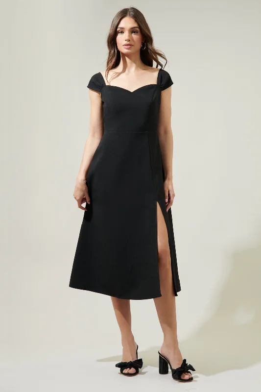 Side-Button Midi Dresses -Dixon Convertible Strap Midi Dress