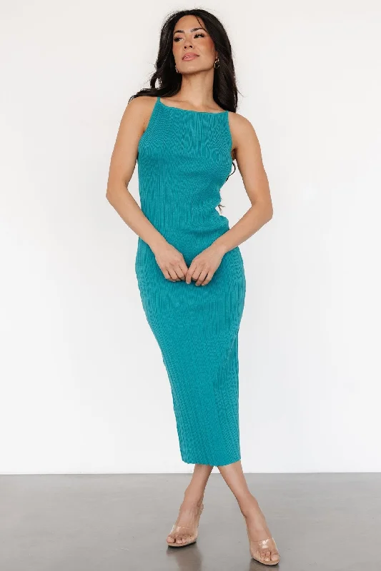 Bow-Front Midi Dresses -Natia Tank Dress | Teal