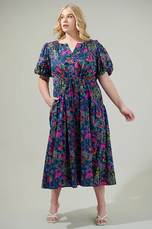 Midi Dresses for Summer Evenings -Karol Floral Luna Midi Dress Curve