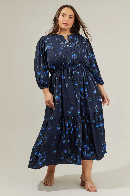 Sweetheart-Neck Midi Dresses -Torun Floral Midi Dress Curve