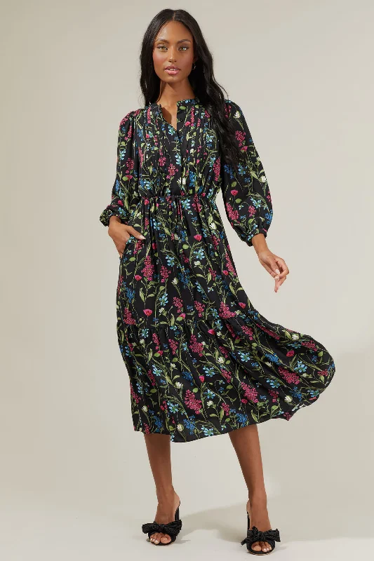 Midi Dresses for Bachelorette Fun -Madeline Groover Floral Midi Dress