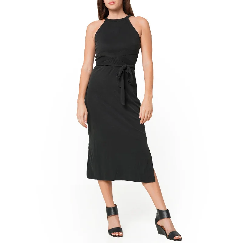 Midi Dresses for Pool Fun -Women's Haltered Sheath Midi Dress In Black