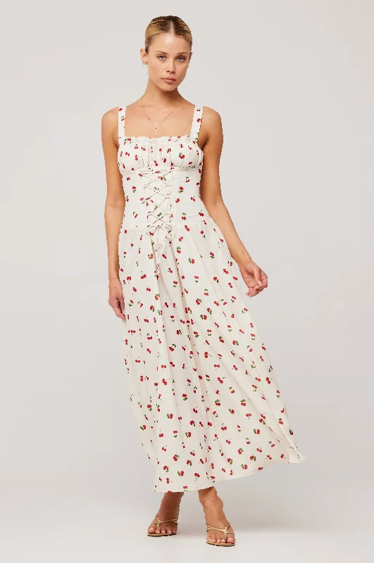 Midi Dresses for Summer Evenings -Izzy Dress in Cherry