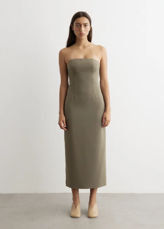 Swing-Back Midi Dresses -Repercussions Strapless Midi Dress