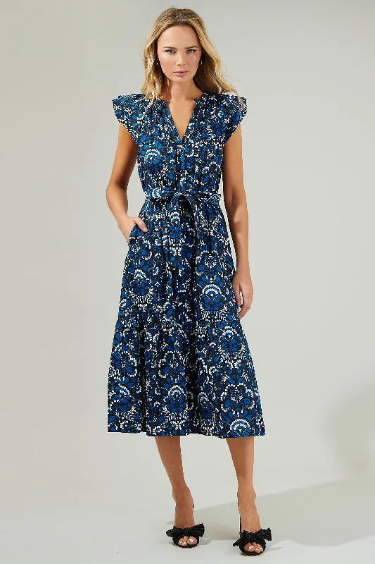 Midi Dresses for Lunch Chill -Etta Floral Charlotte Button Midi Dress