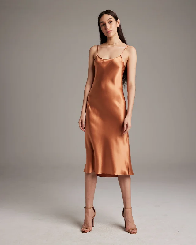 Satin Midi Dresses for Shine -Midi Slip Dress - Seasonal