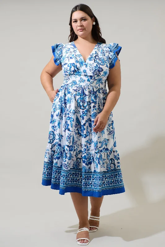 Midi Dresses for Day Events -Salema Floral Zayla Midi Dress Curve