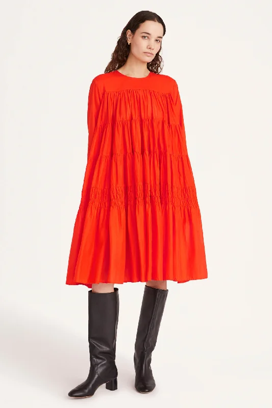 Layered Midi Dresses for Depth -Soliman Midi Dress in Flame