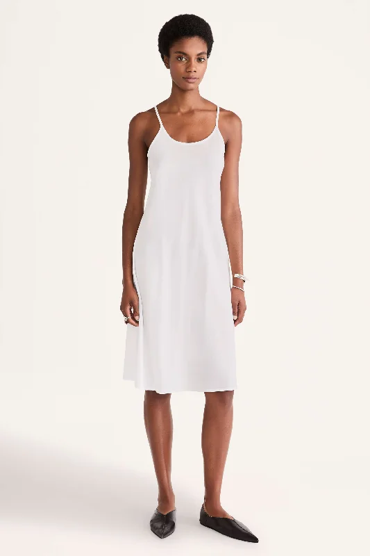 Twisted-Front Midi Dresses -Midi Slip Dress in White