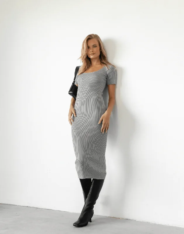 Cross-Back Midi Dresses -Topher Midi Dress (Grey)