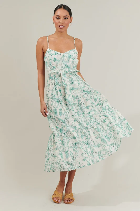 Cool-Cotton Midi Dresses -Jaya Floral Tiered Midi Dress