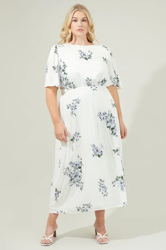 Midi Dresses with Wrap Designs -Porto Floral Smocked Midi Dress Curve