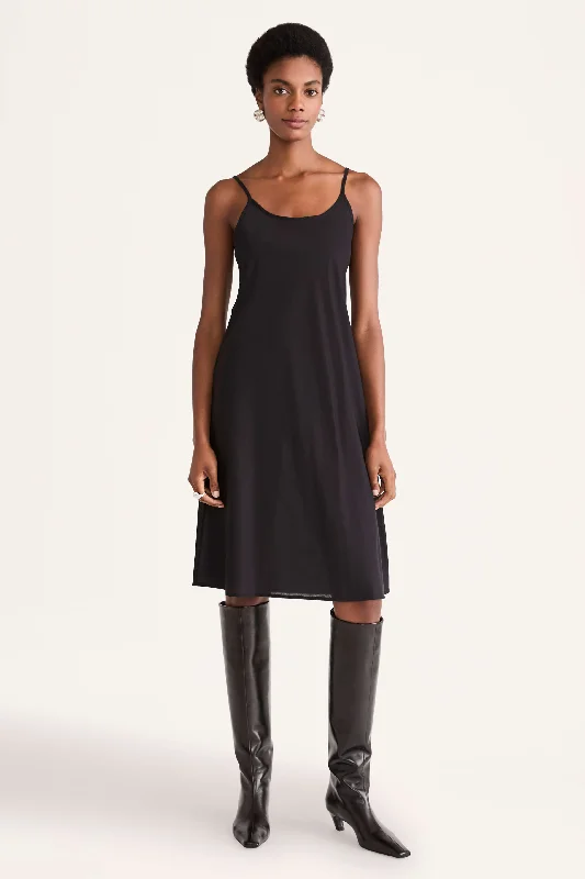 Midi Dresses for Movie Nights -Midi Slip Dress in Black