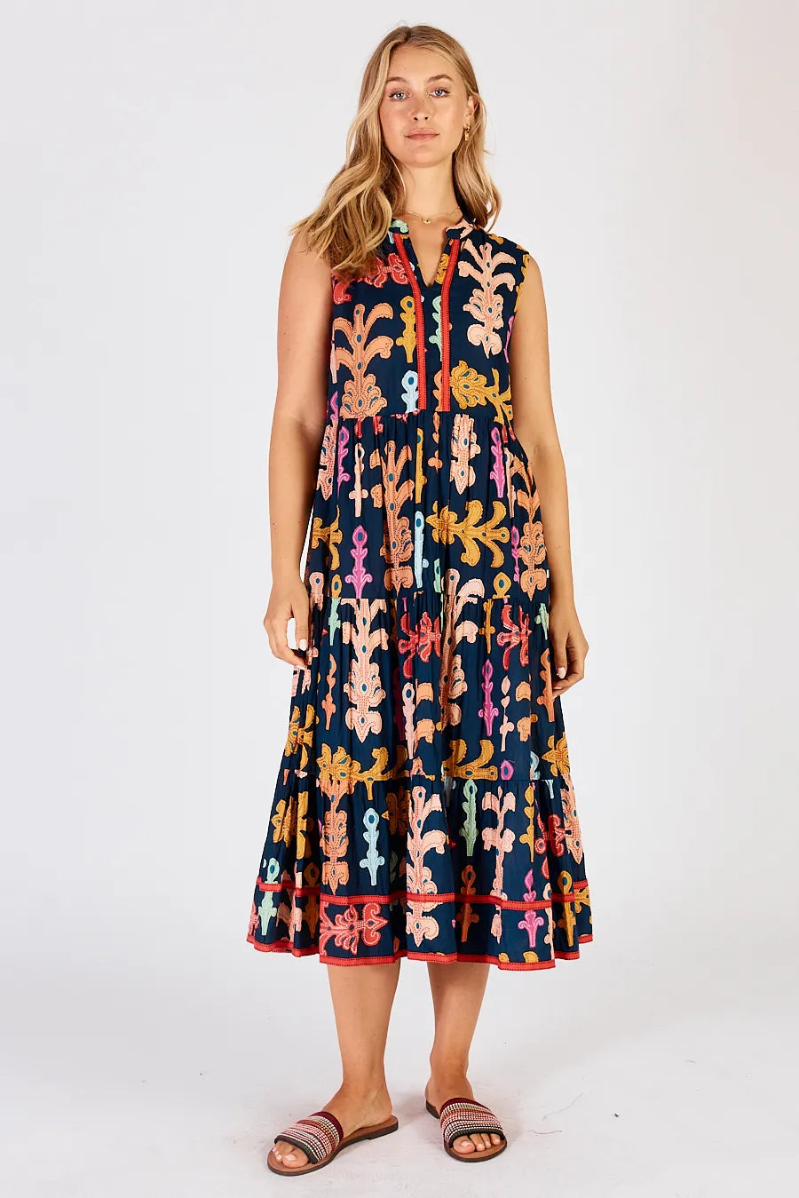 Midi Dresses for Lake Nights -Lulalife Olivia S/less Midi Dress - Navy