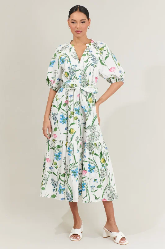 Rich-Cotton Midi Dresses -Clove Garden Floral Wynette Tiered Midi Dress