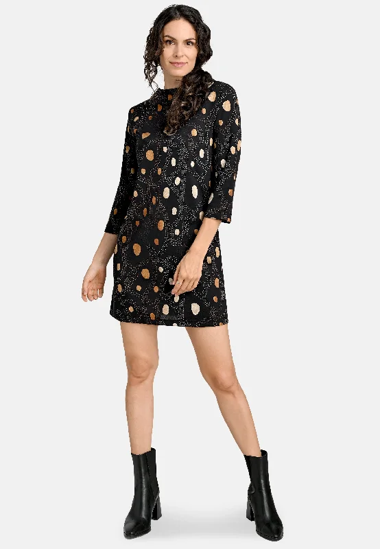 Midi Dresses for Game Chill -Abstract Polka Dot Midi Dress