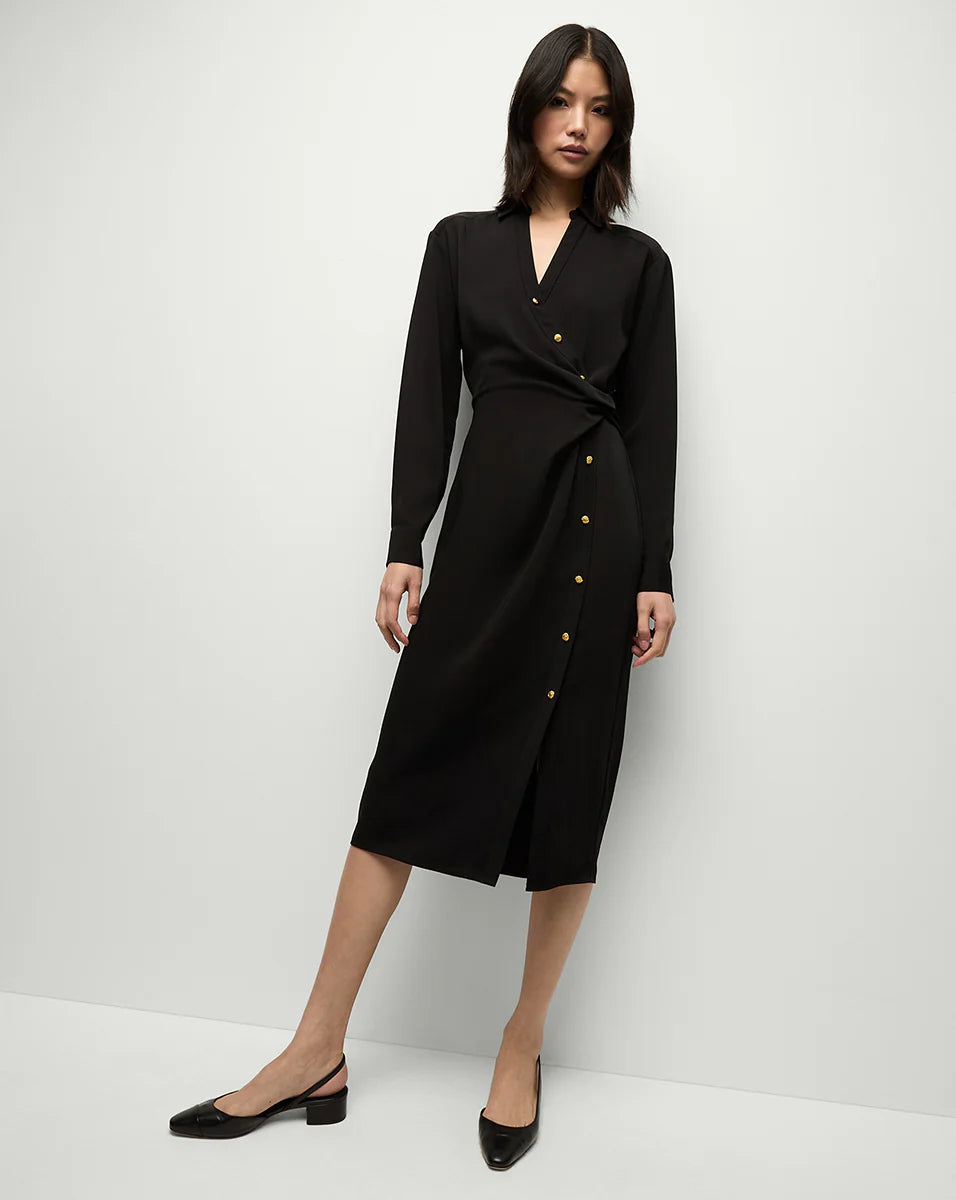 Front-Tie Midi Dresses -Wright Midi Dress Black