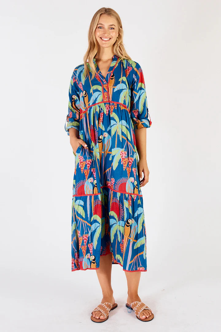 Midi Dresses for Coffee Meets -Lainie Midi Dress - Ocean