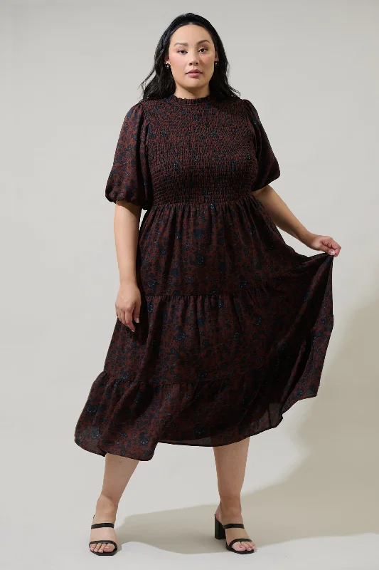 Midi Dresses for Casual Fun -Kalida Beau Frazier Smocked Tiered Midi Dress Curve