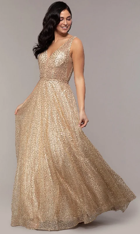 Day-Chill Evening Dress -Open-Back Glitter Formal Evening Dress with Pockets