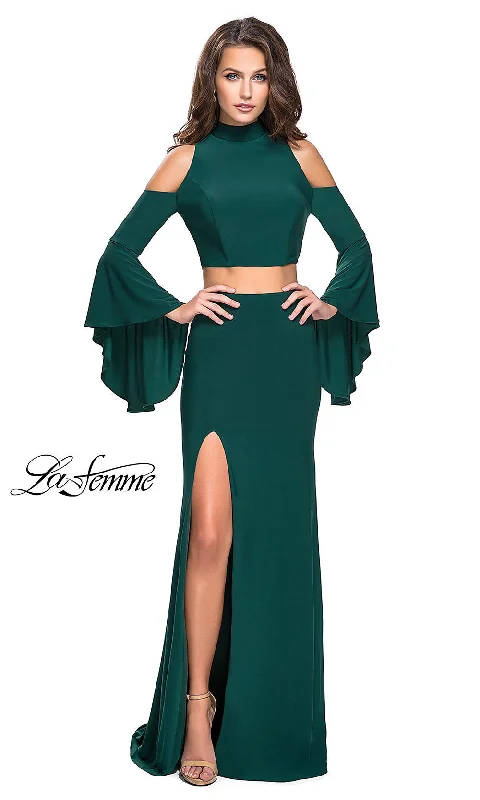 Evening Dress for Warm Nights -La Femme Long Cold-Shoulder Prom Dress