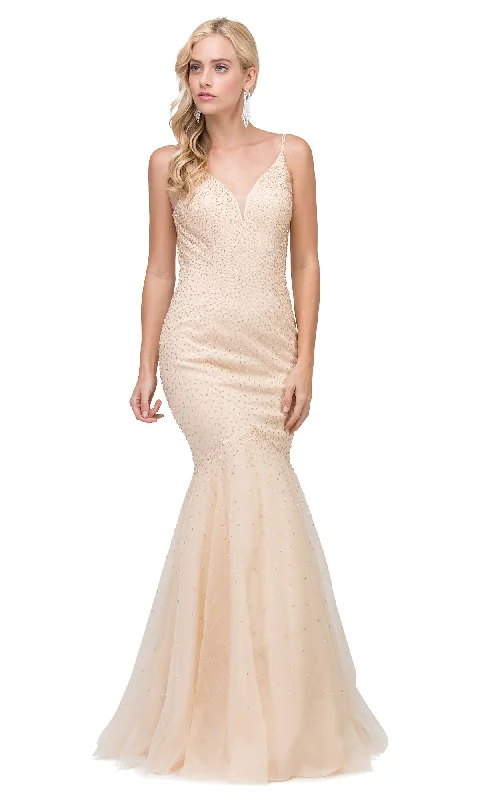 Lightweight Evening Dress -Tight Open-Back Mermaid Prom Dress with Beading