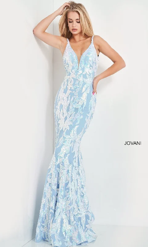 Chiffon Evening Dress for Lightness -Jovani Long Sexy Sequin Mermaid Formal Prom Dress