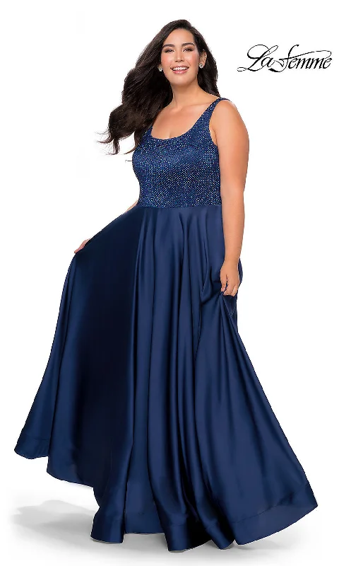 Pure-Velvet Evening Dress -Long La Femme Plus-Size Prom Dress with Pockets