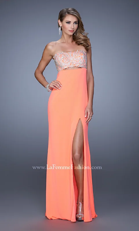 Knotted Evening Dress -Backless Long Strapless Prom Dress by La Femme