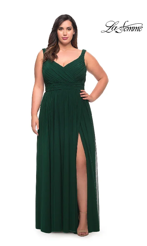 Subtle-Hue Evening Dress -Empire-Waist Plus-Size Long Prom Dress by La Femme