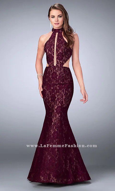 Theme-Party Evening Dress -La Femme Long Lace Prom Dress