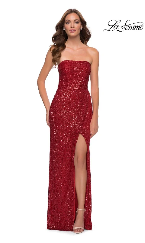 Mixed-Pattern Evening Dress -La Femme 29681 Formal Prom Dress