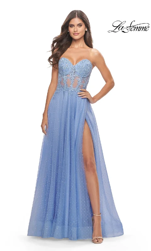 Crushed-Velvet Evening Dress -La Femme 31367 Formal Prom Dress