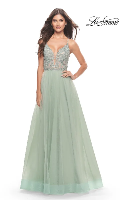 Knit-Cotton Evening Dress -La Femme 31542 Formal Prom Dress