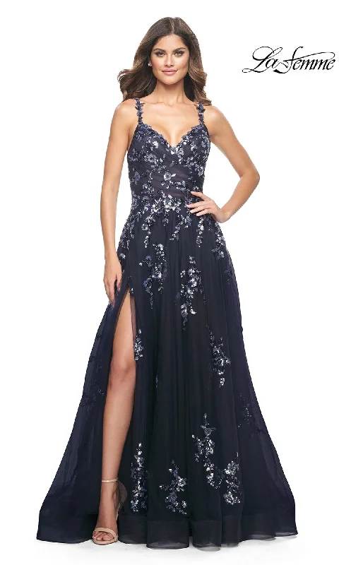 Bow-Front Evening Dress -La Femme 31936 Formal Prom Dress