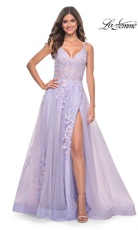 Flounce-Edge Evening Dress -La Femme 31939 Formal Prom Dress