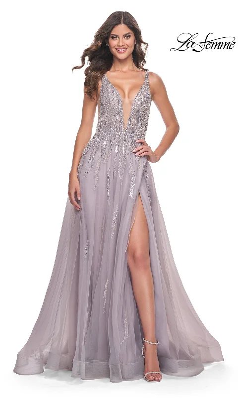 Flared-Edge Evening Dress -La Femme 31995 Formal Prom Dress