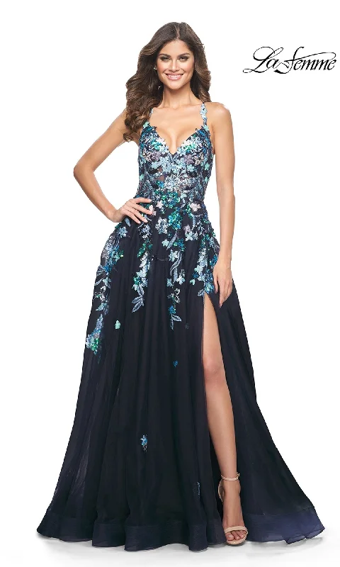 Button-Back Evening Dress -La Femme 32023 Formal Prom Dress