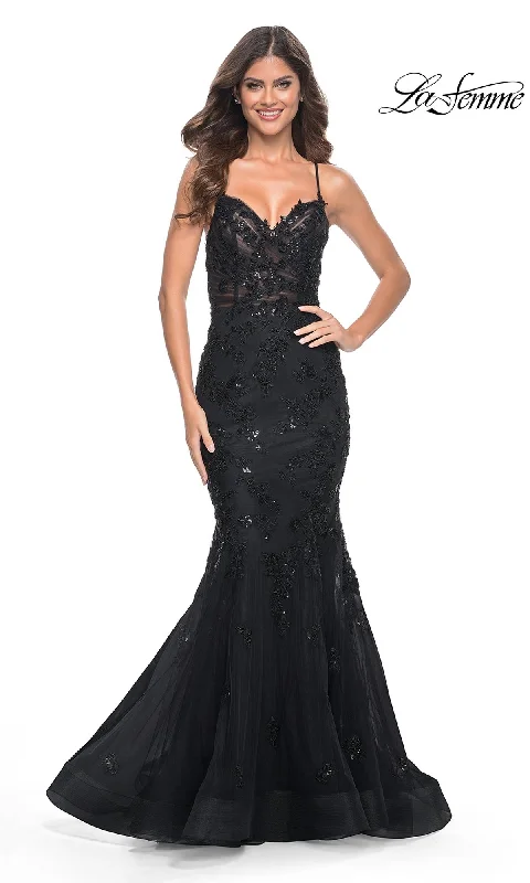 Wrap-Back Evening Dress -La Femme 32033 Formal Prom Dress