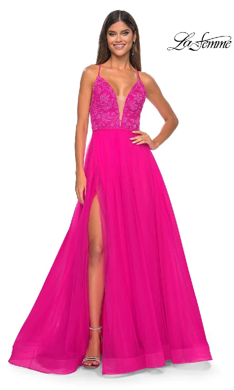 Breezy-Cotton Evening Dress -La Femme 32059 Formal Prom Dress