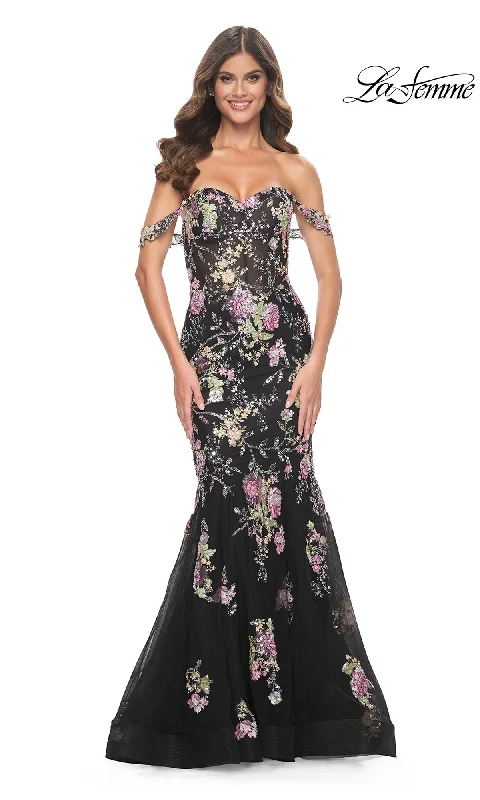 Swing-Hem Evening Dress -La Femme 32087 Formal Prom Dress