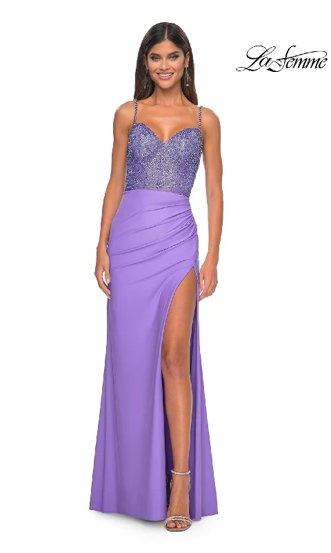 Pretty-Print Evening Dress -La Femme 32089 Formal Prom Dress