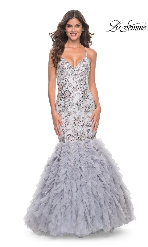 Ruffle-Edge Evening Dress -La Femme 32105 Formal Prom Dress