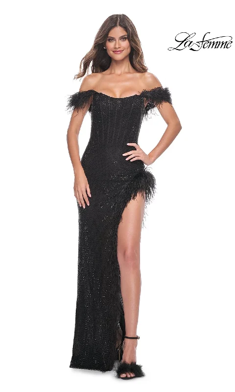 Lace-Trim Evening Dress -La Femme 32151 Formal Prom Dress