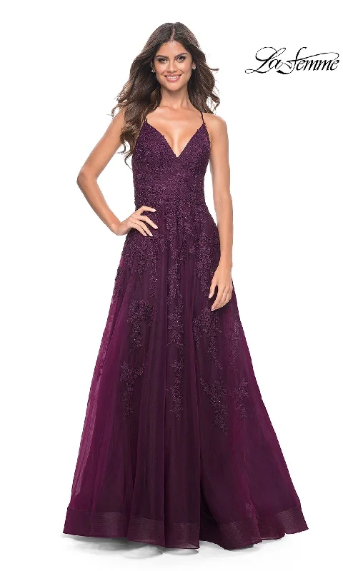 Floral-Embroidered Evening Dress -La Femme 32303 Formal Prom Dress